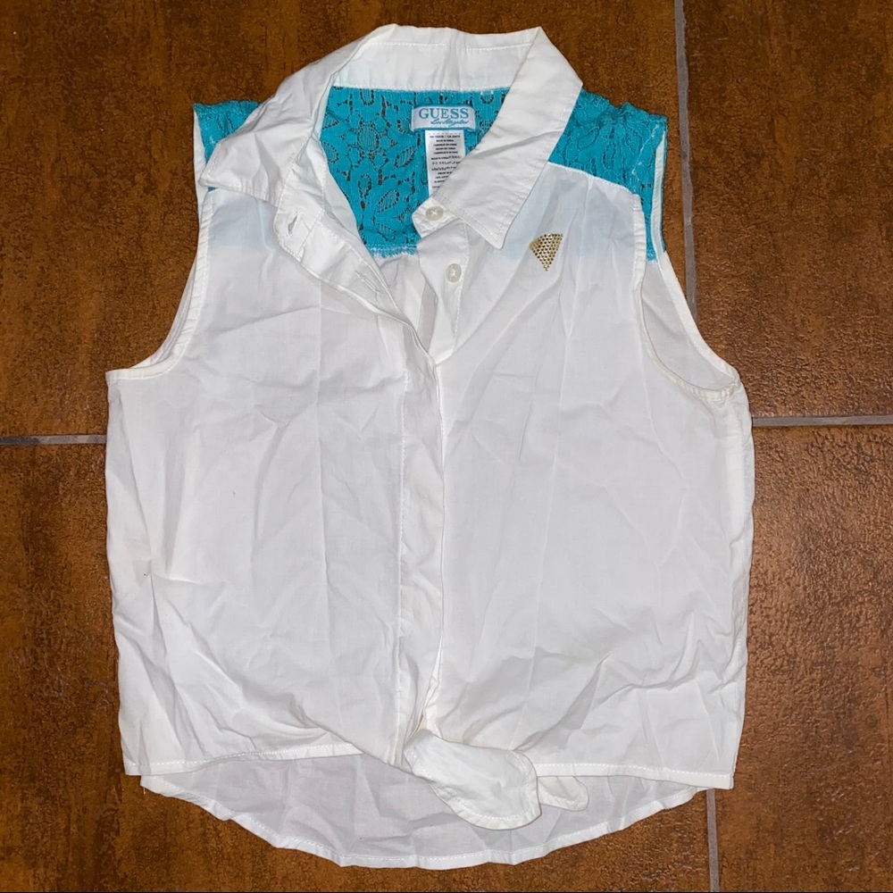 GUESS collared sleeveless top